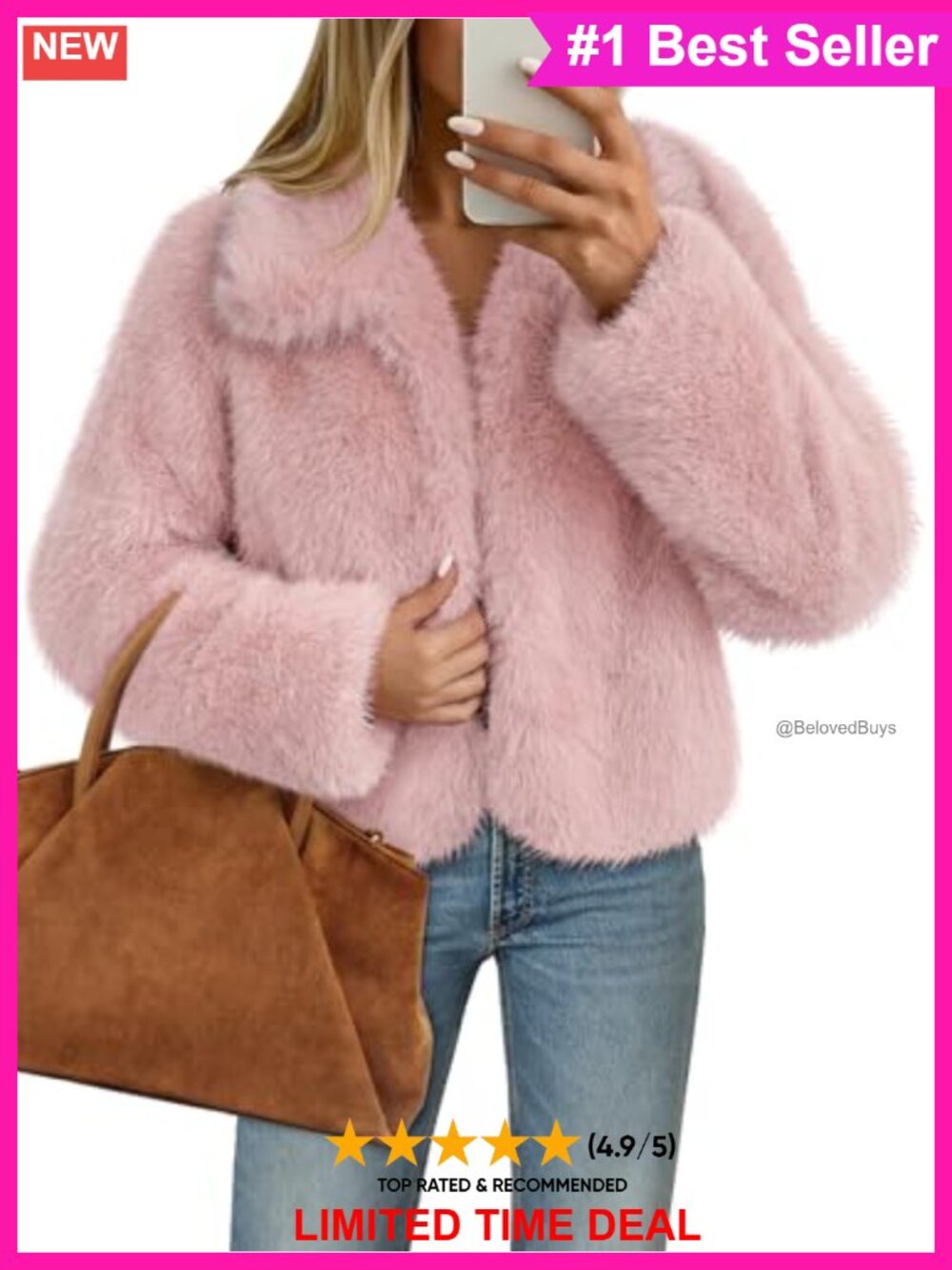 Faux Fur Jacket Furry Open Front Cropped Winter Coat Fluffy Collar